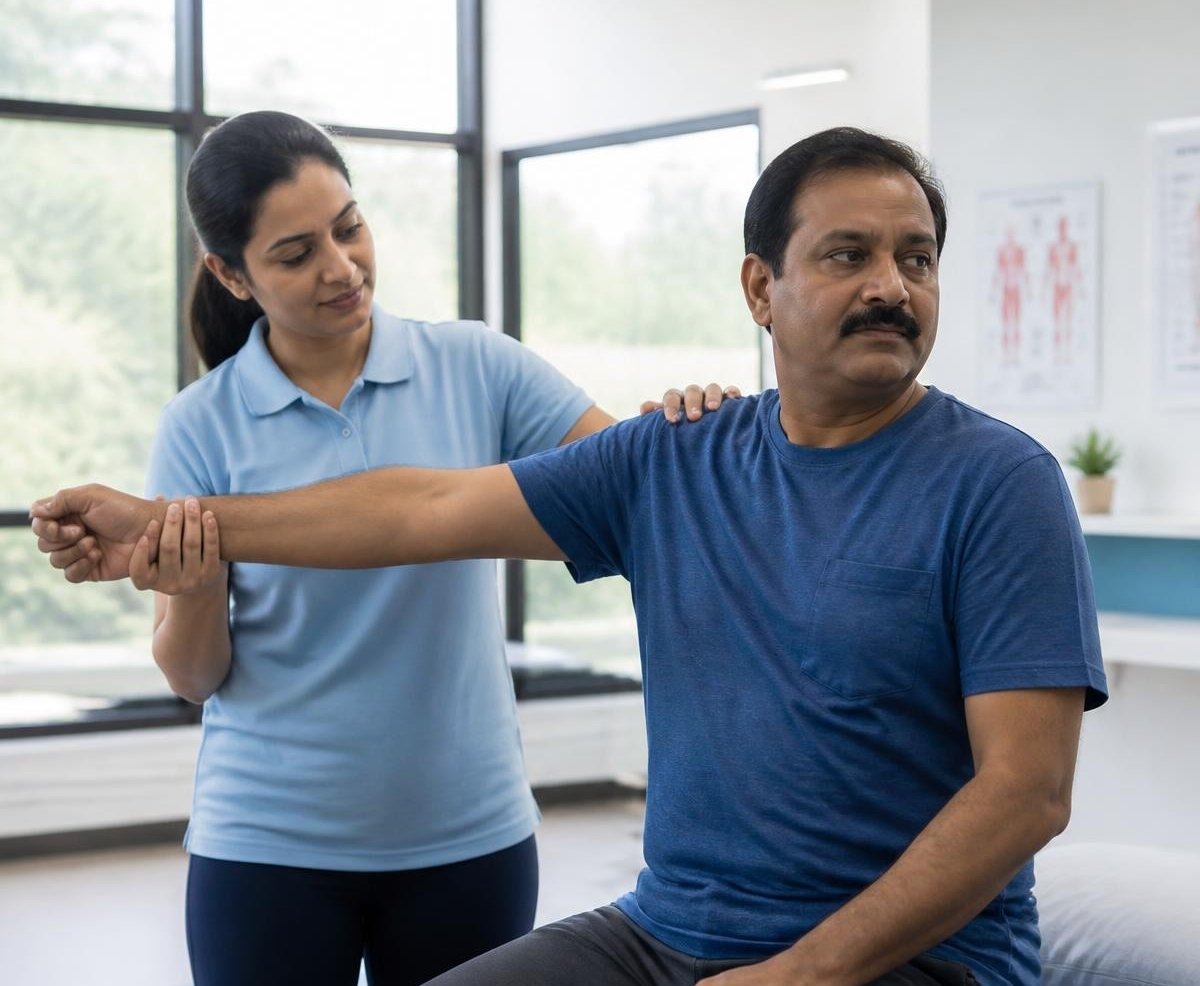 Physiotherapist working with a patient